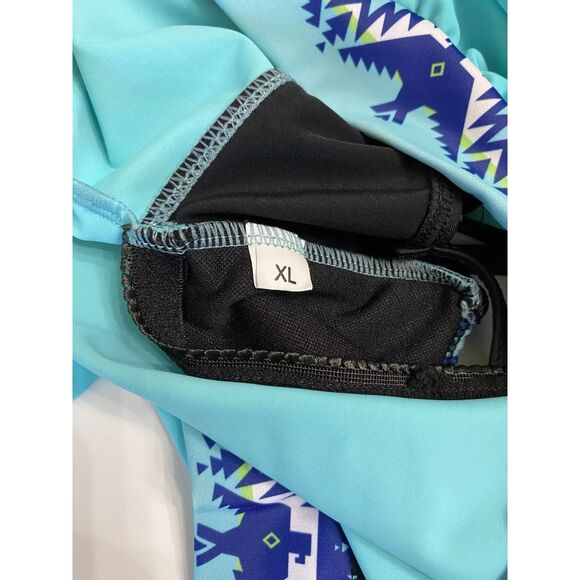 Women's Tankini Swim Bathing Suit Top Size XL  Aqua Blue Aztec - Picture 5 of 7